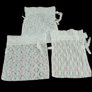 Set of Three White Lace Bags